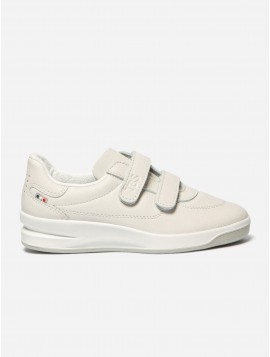 Basket, TBS, homme, cuir, modèle biblio, beige, semelle blanche, scratch (Miclaure)