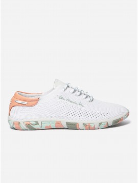 Sneakers Slip on, TBS, femme, toile, modèle jazaria, bicolore blanche/rose, semelle kaki/rose (Miclaure)