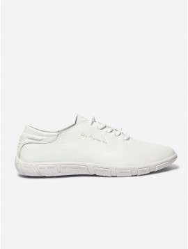 Sneakers, TBS, femme, cuir, modèle jazaru, blanc, lacet (Miclaure)