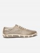 Sneakers, TBS, femme, cuir, modèle jazaru, bronze métallisé, lacet (Miclaure)