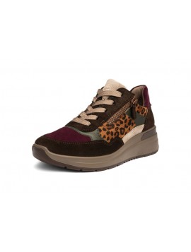 ARA Garda – Baskets compensées femme marron, bordeaux et léopard