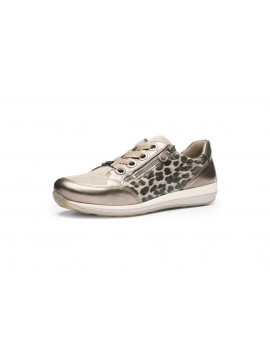 ARA Osaka – Baskets femme beige métallisé et léopard