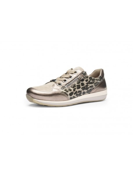 ARA Osaka – Baskets femme beige métallisé et léopard