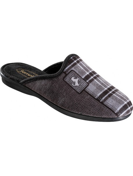 Semelflex Marcelin 2 – Mules homme grises à carreaux