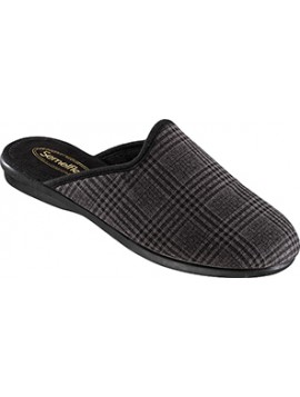 Semelflex Merlin – Mules homme grises à carreaux