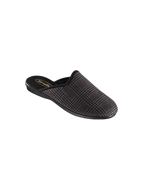 Semelflex Merlin – Mules homme grises à carreaux