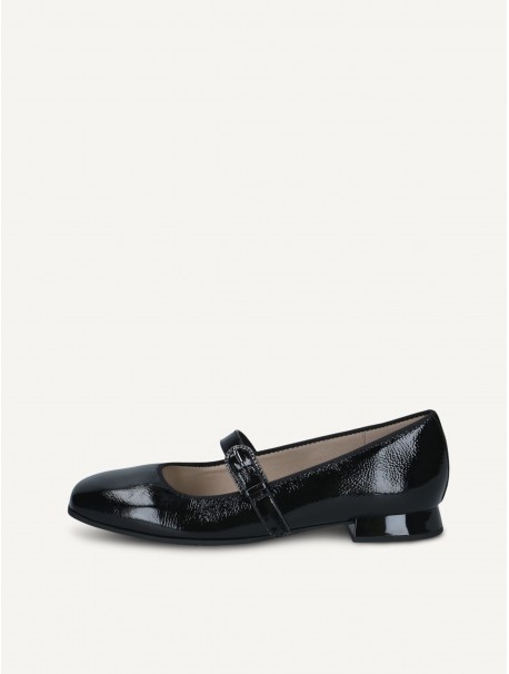 Caprice 9-22102-47 – Ballerines femme noires vernies à bride