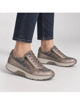 Caprice 9-23722-47 – Baskets femme taupe imprimé reptile