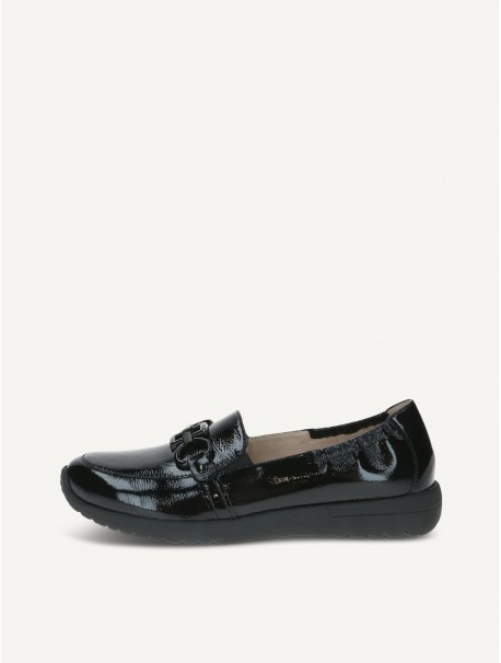 Caprice 9-24708-42 – Mocassins compensés femme noirs vernis