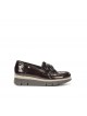 Dorking India – Mocassins femme gris vernis effet croco