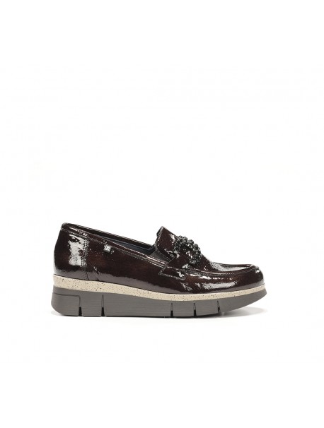 Dorking India – Mocassins femme gris vernis effet croco
