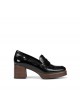 Dorking Cristel – Mocassins femme noirs vernis à talon