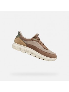 Geox Spherica Plus – Baskets femme beige et marron