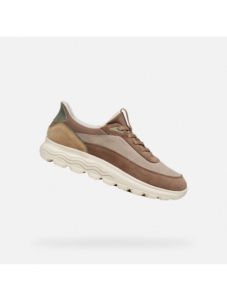 Geox Spherica Plus – Baskets femme beige et marron