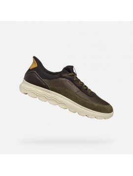 Geox Spherica Plus A – Baskets homme kaki et marron