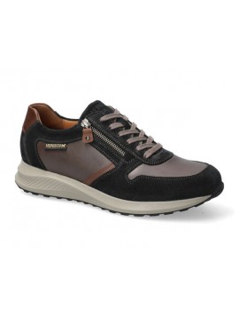 Mephisto Dino – Baskets homme noires et taupe à zip