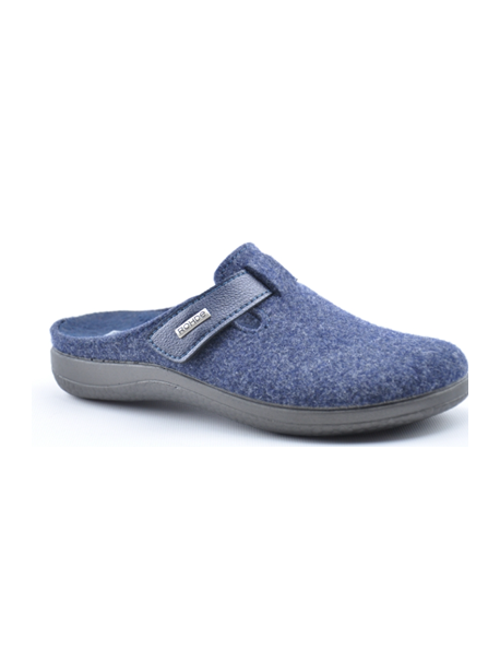Mules femme Rohde Bari en feutre bleu à bride