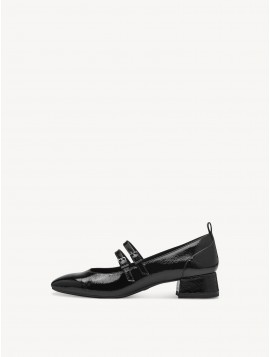 Tamaris 22318-43-007 – Escarpins femme vernis noirs à brides