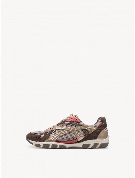 Tamaris 23645-47-988 – Baskets femme taupe et bordeaux