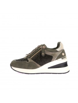 Teddy Smith 144379 – Baskets compensées femme kaki à zip