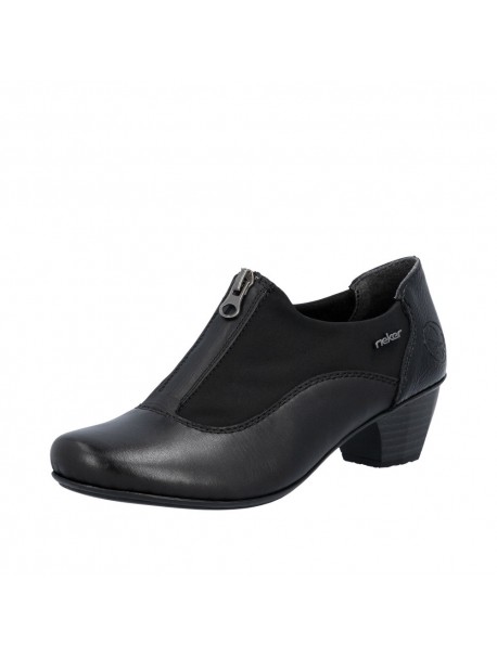 Chaussures femme Rieker à talon et zip noires