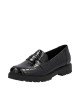 Mocassins femme Rieker vernis noirs à franges