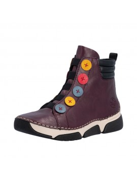 Bottines femme Rieker bordeaux à boutons multicolores