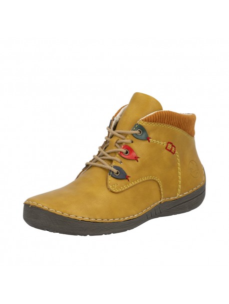 Bottines femme Rieker à lacets jaunes