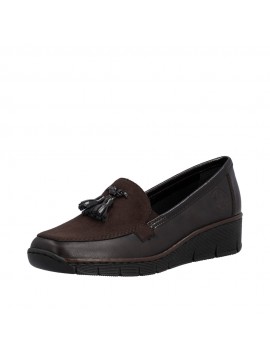 Mocassins femme Rieker marron à pompons