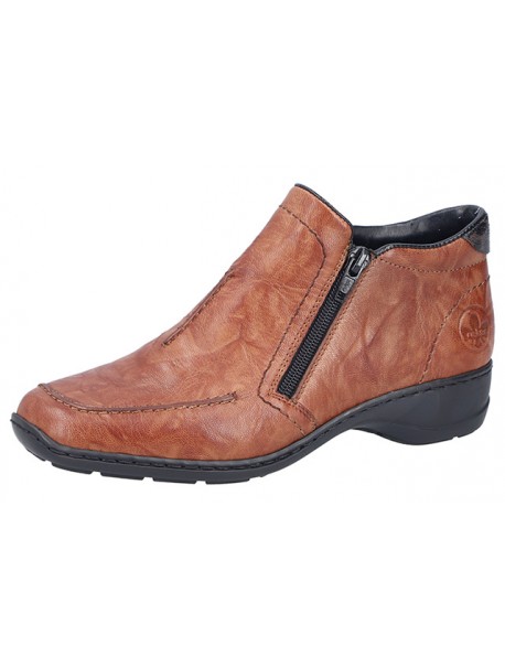 Bottines femme Rieker caramel à double zip
