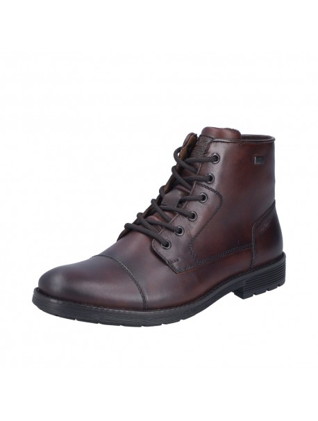 Bottines homme Rieker en cuir brun foncé à lacets