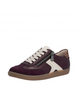 Baskets femme Rieker bordeaux à empiècement blanc