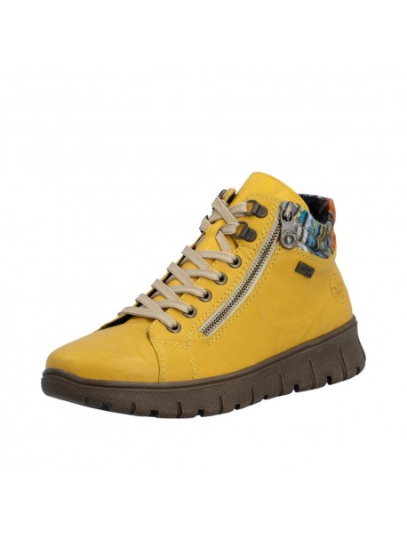Baskets montantes femme Rieker jaunes à zip