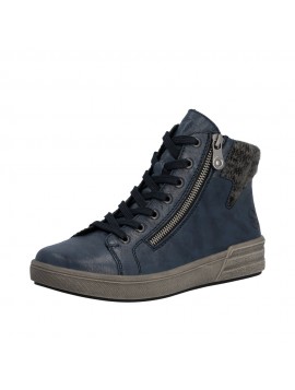 Baskets montantes femme Rieker bleu marine à zip