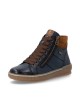 Baskets montantes femme Remonte bleu marine et cognac