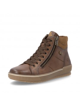 Baskets montantes femme Remonte taupe et cognac