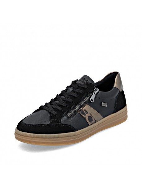 Baskets femme Remonte noires à semelle caramel