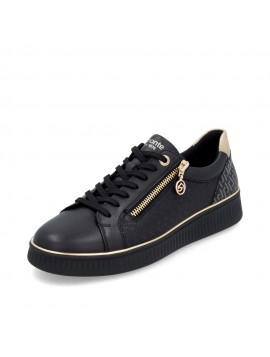 Baskets femme Remonte noires à zip doré