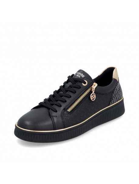 Baskets femme Remonte noires à zip doré