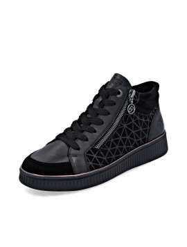 Baskets montantes femme Remonte noires à motif géométrique