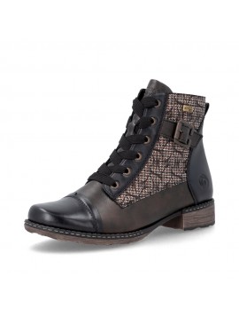 Bottines femme Remonte noires à imprimé multicolore