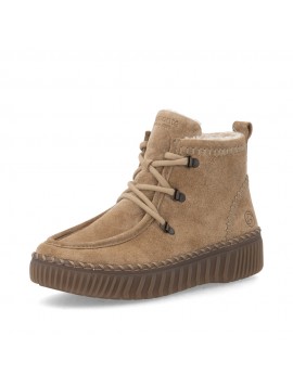 Bottines fourrées femme Remonte beiges style mocassin