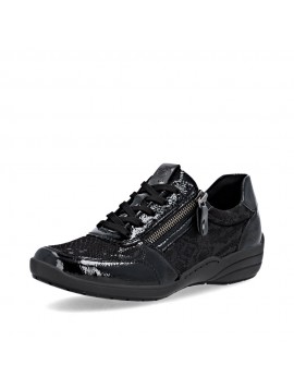 Chaussures femme Remonte vernies noires à zip