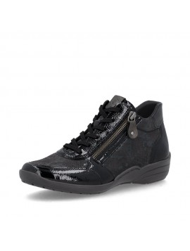 Bottines femme Remonte vernies noires à zip