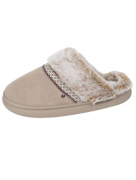 Mules femme Isotoner beiges fourrées