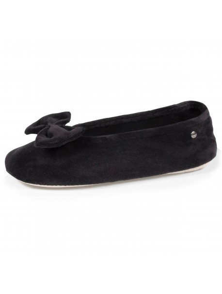 Ballerines femme Isotoner noires à nœud