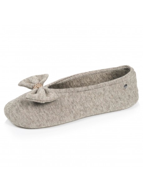 Ballerines femme Isotoner beiges à nœud