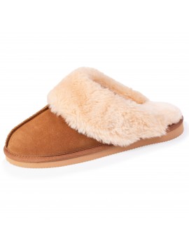 Mules femme Isotoner camel fourrées