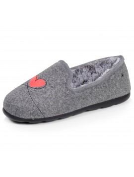 Chaussons femme Isotoner gris à cœur