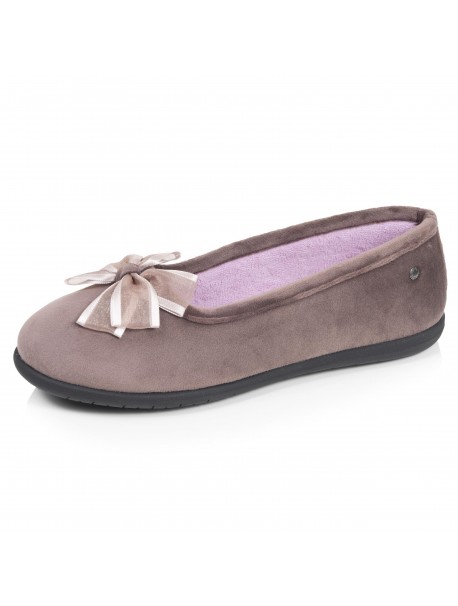 Ballerines femme Isotoner taupe à nœud